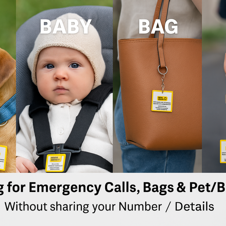 Keyring for Baby, Pets, Bags, Purses, and Passports. Includes 2 stickers and 1 Keyring